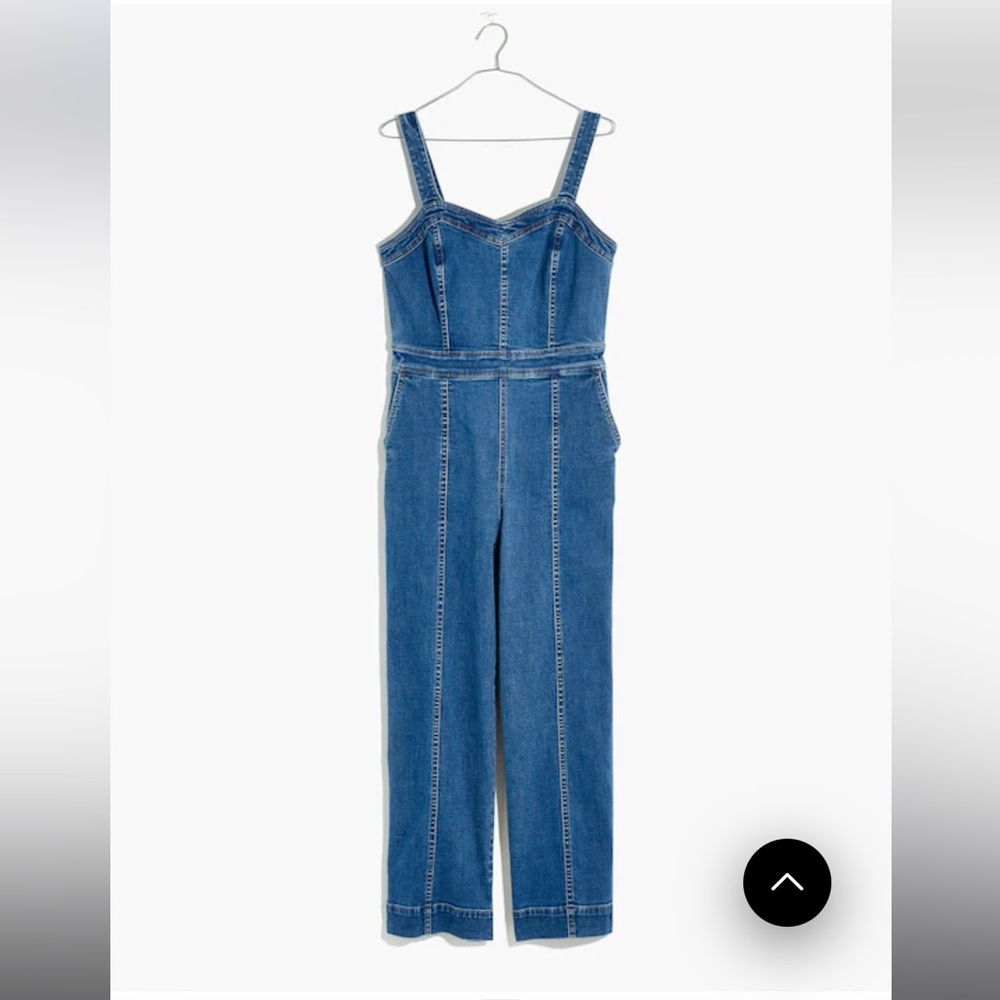 Madewell Tall Denim Seamed Wide-Leg Jumpsuit in Saville Wash